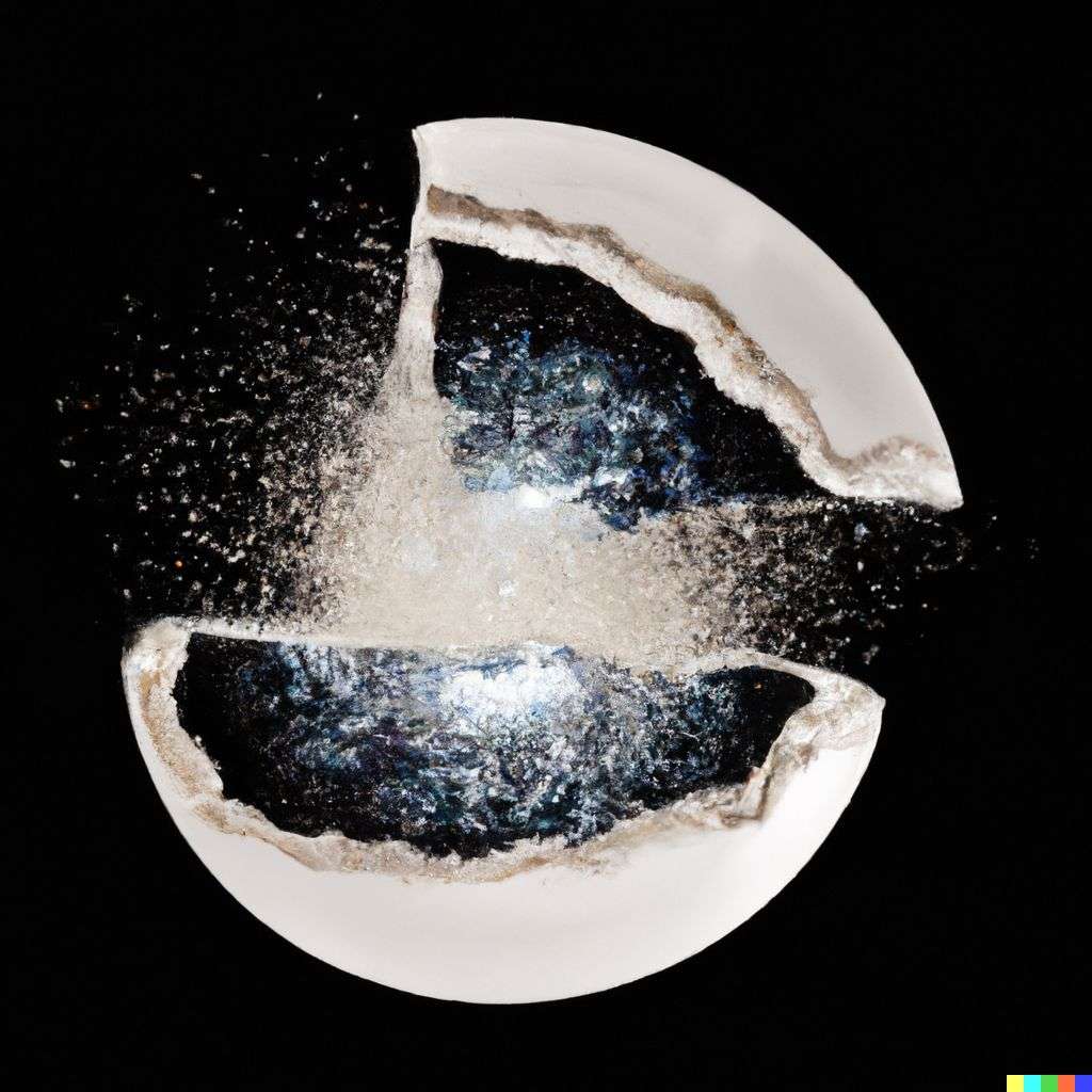 the discovery of gravity made out of a sparkling geode